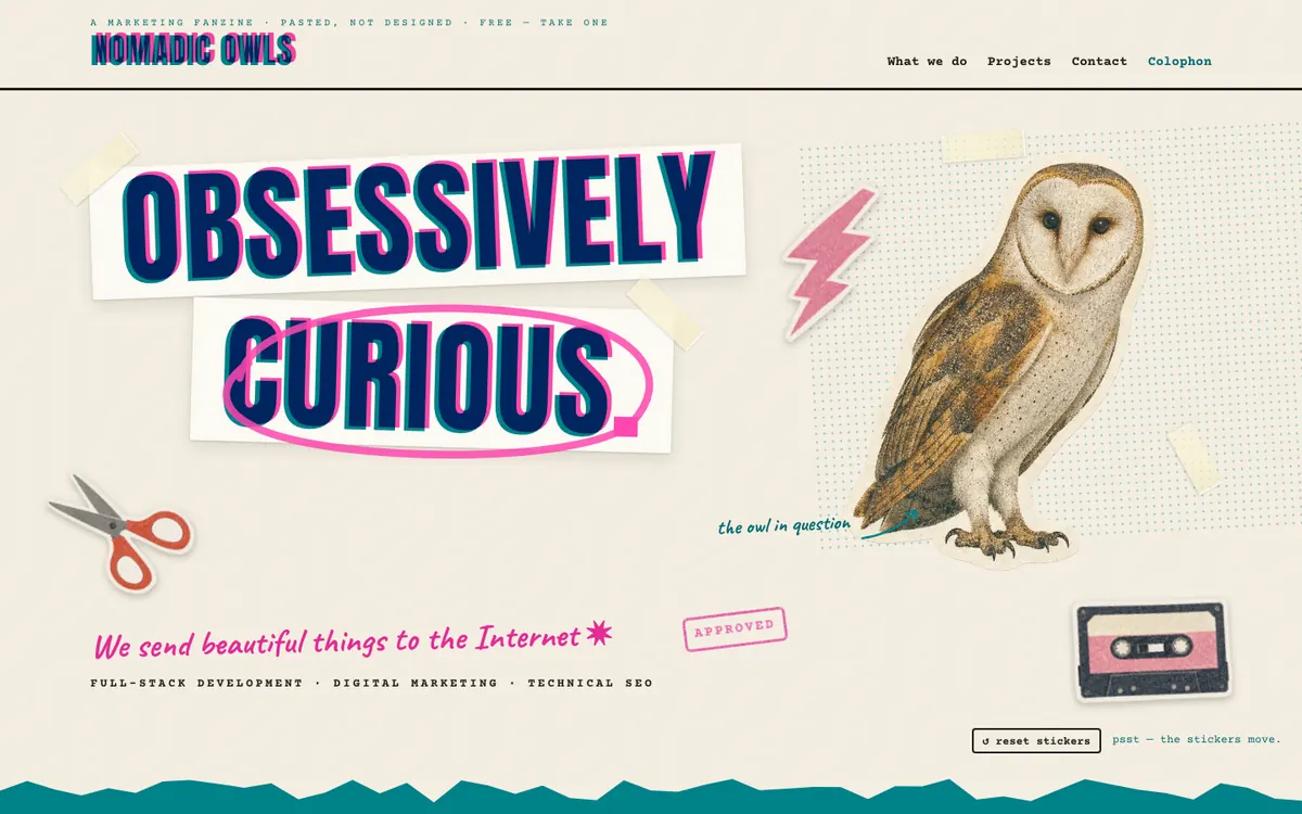 PASTEUP — risograph zine collage hero in fluoro pink and teal overprint